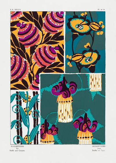 Vintage floral patterns, Art Nouveau.