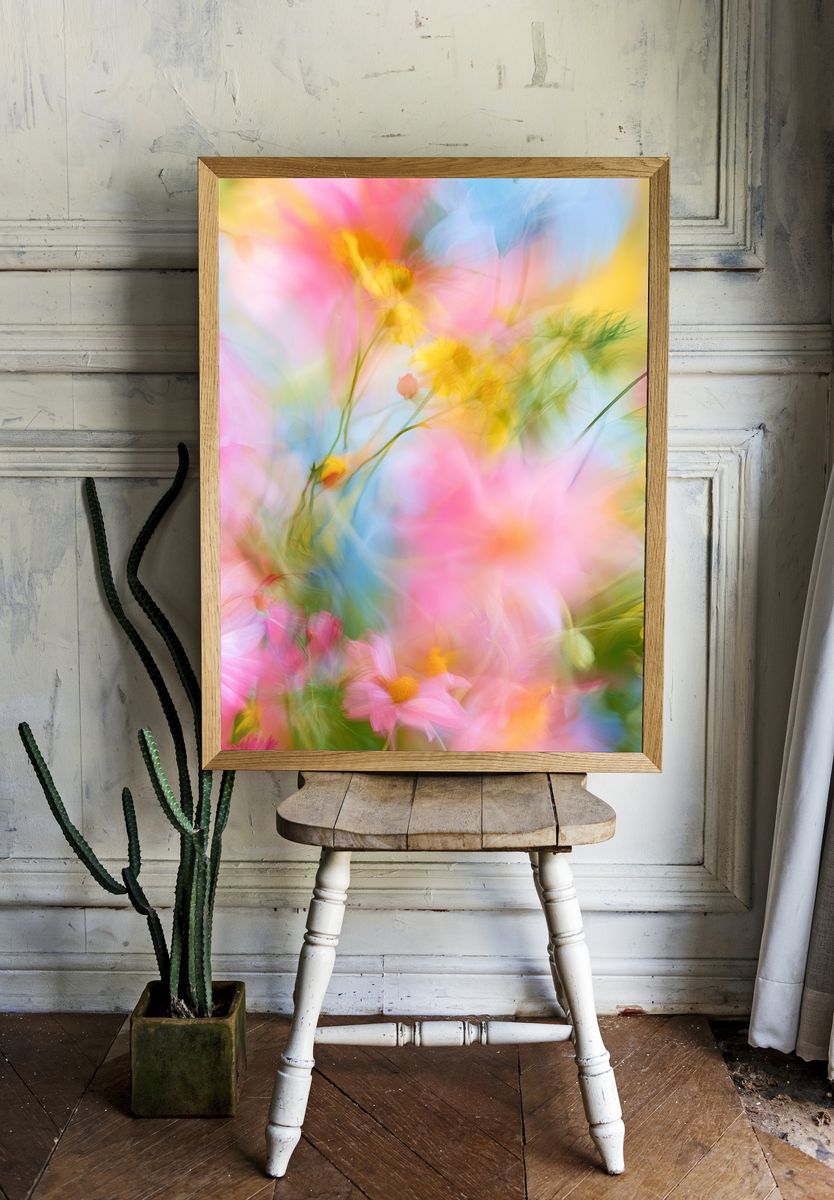 Pastel Wildflower Blur Print. room preview