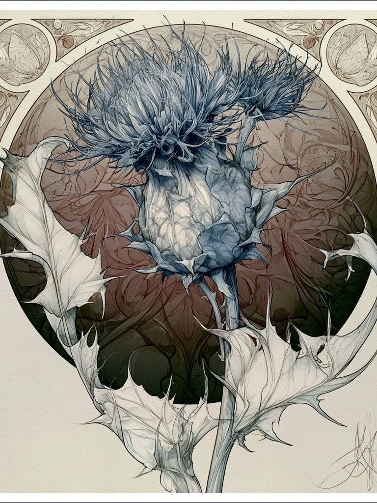 Thistle Bloom Illustration Poster. poster detail