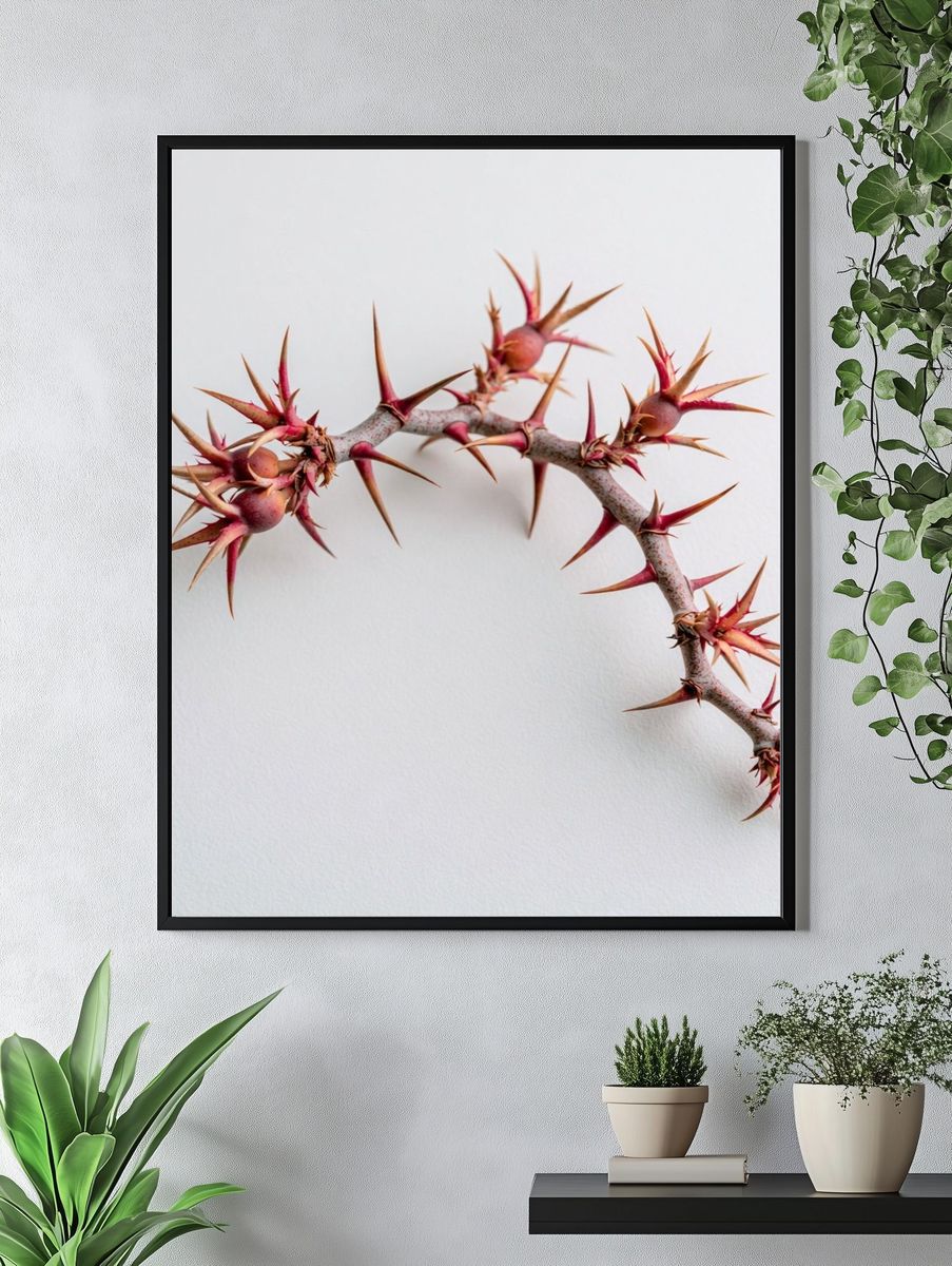 Spiny Branch Botanical Print. — room view 4