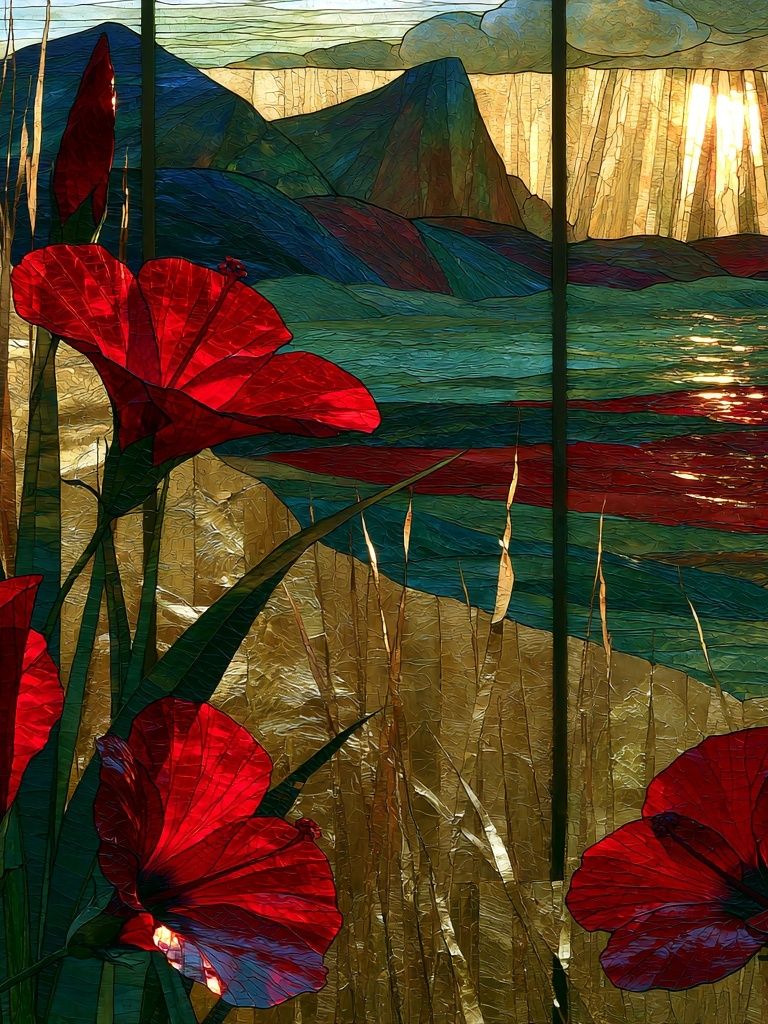 Sunlit Red Poppies Landscape Print. poster detail