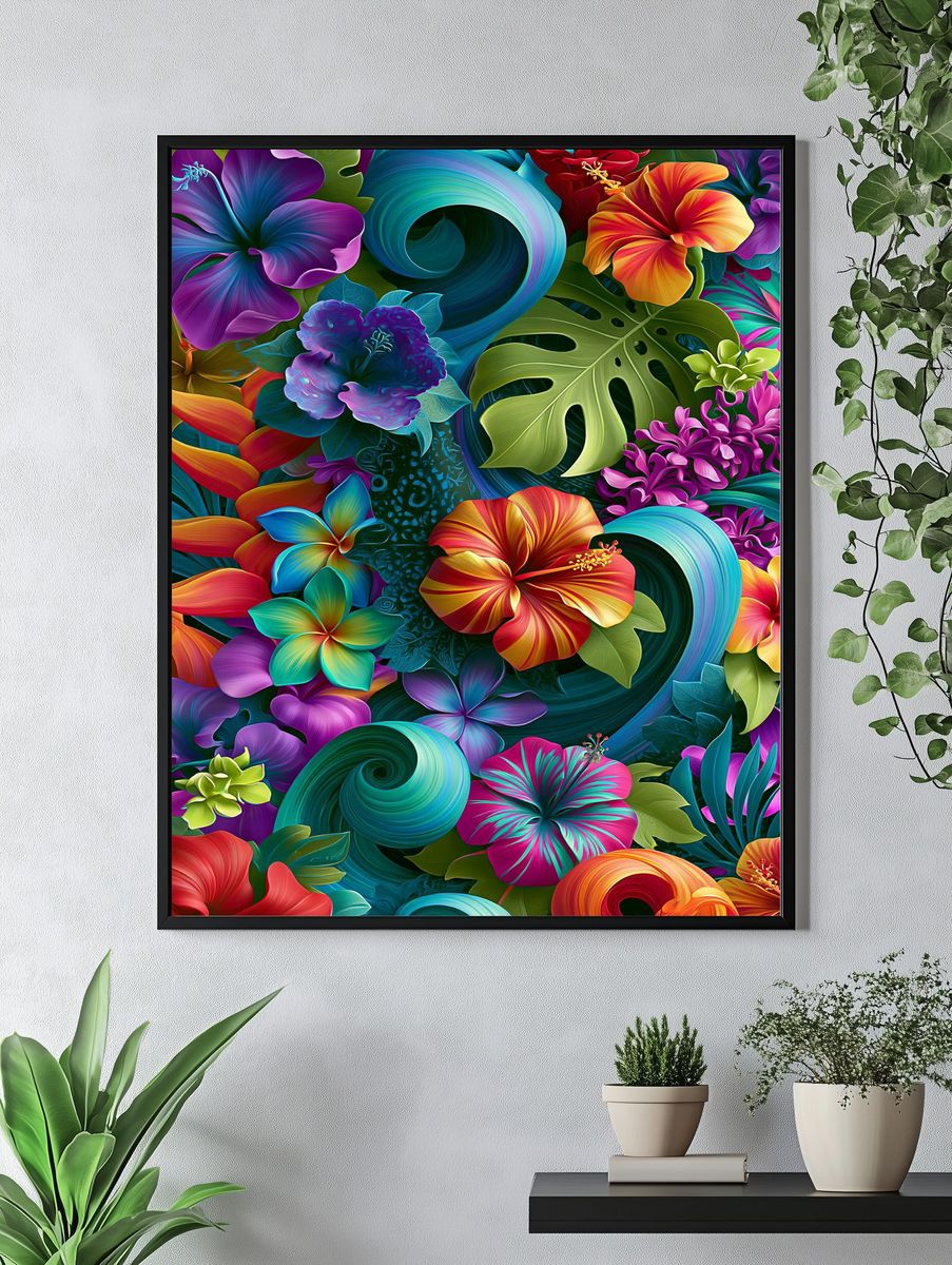 Tropical Hibiscus Bloom Poster. — room view 4