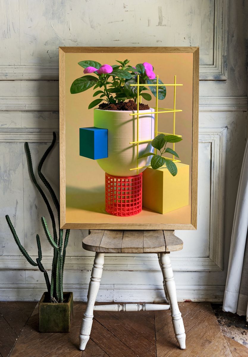 Geometric Plant Still Life Poster. room preview