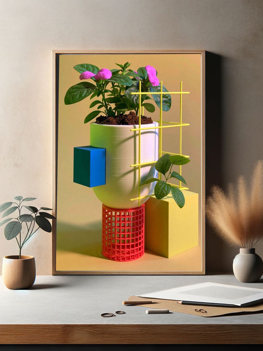 Geometric Plant Still Life Poster. — room view 2