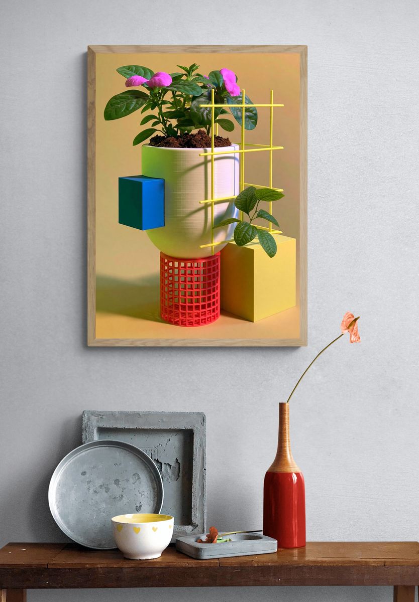 Geometric Plant Still Life Poster. — room view 3