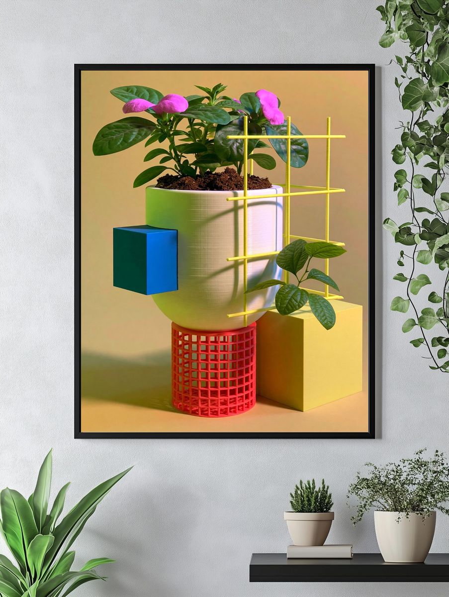 Geometric Plant Still Life Poster. — room view 4