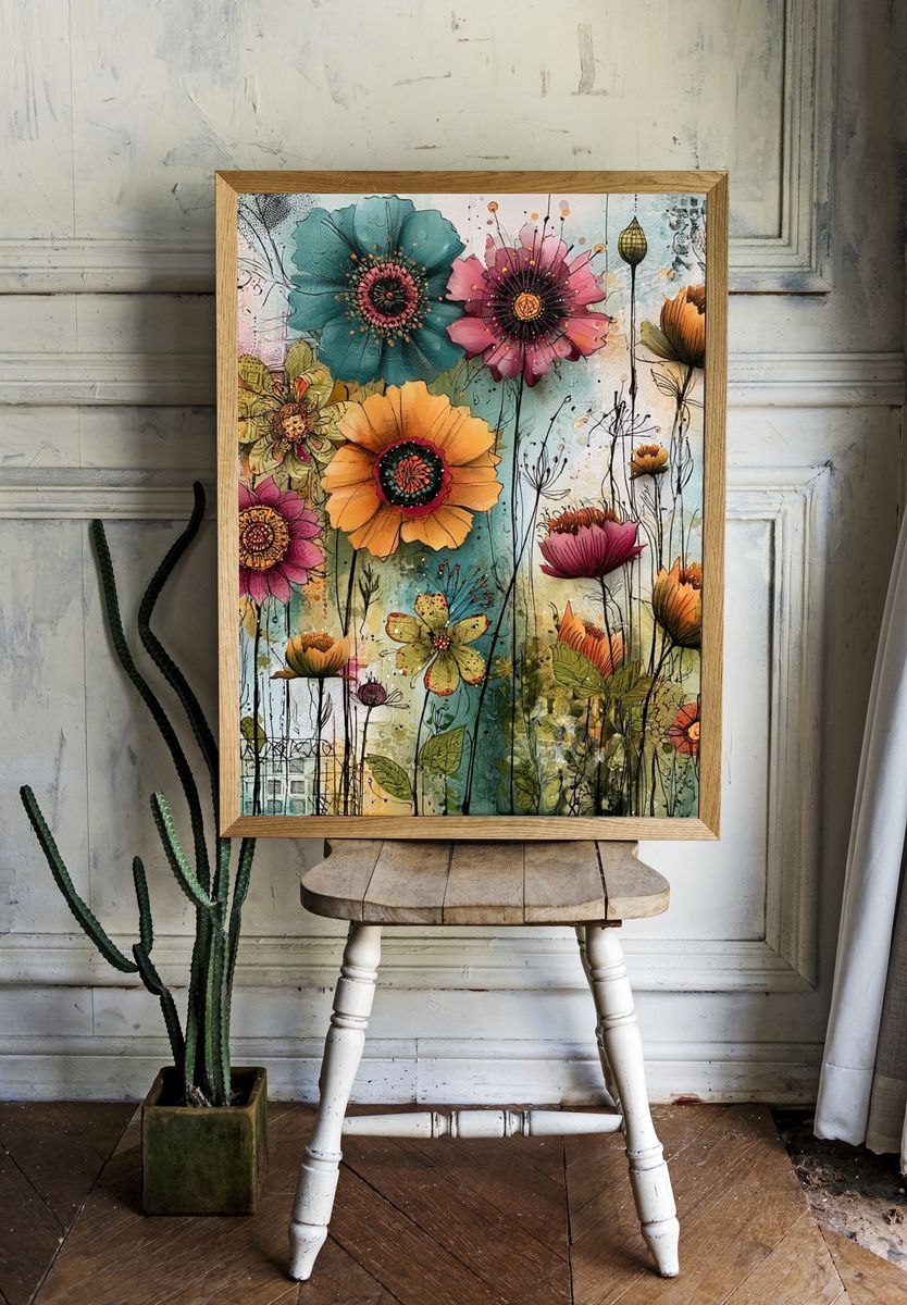 Whimsical Wildflower Garden Print. room preview