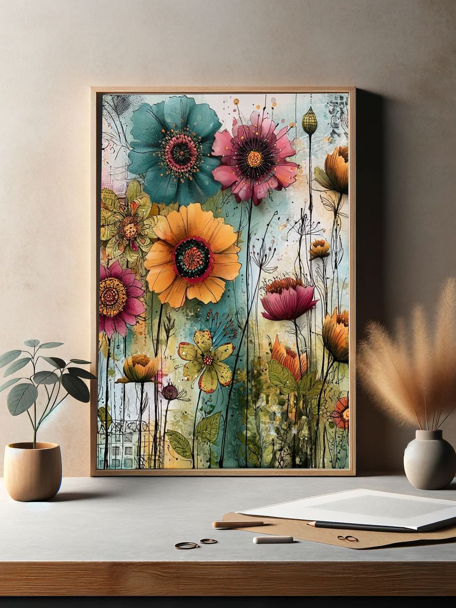 Whimsical Wildflower Garden Print. — room view 2