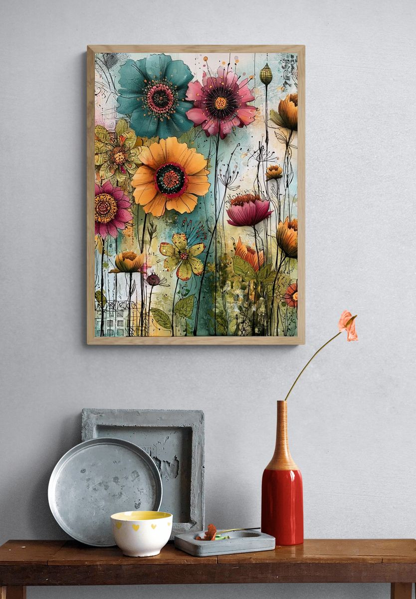 Whimsical Wildflower Garden Print. — room view 3