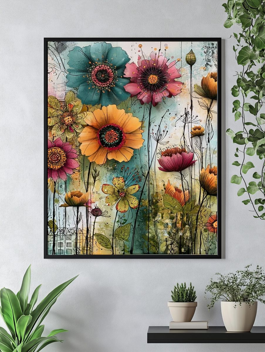 Whimsical Wildflower Garden Print. — room view 4