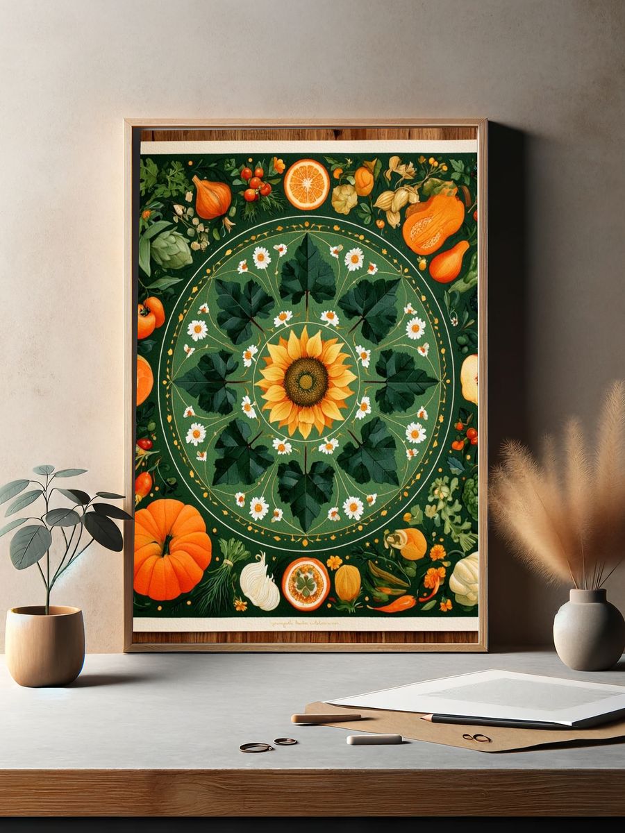 Sunflower Harvest Botanical Poster. — room view 2