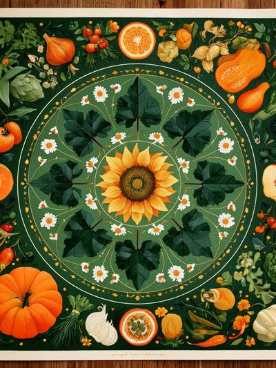 Sunflower Harvest Botanical Poster. poster