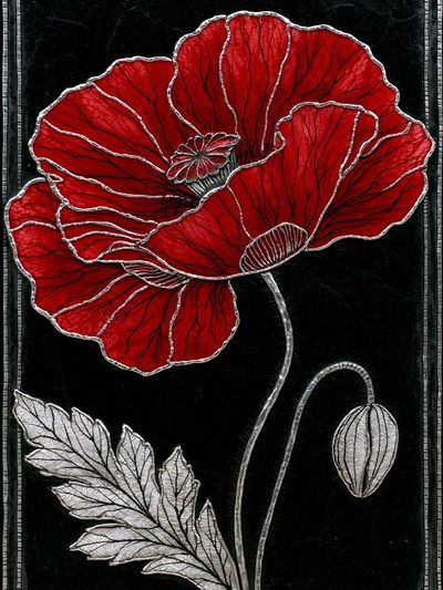 Red Poppy Botanical Print.