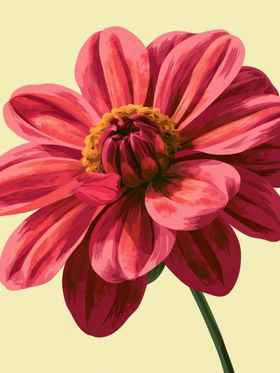 Pink Dahlia Bloom Botanical Print. poster