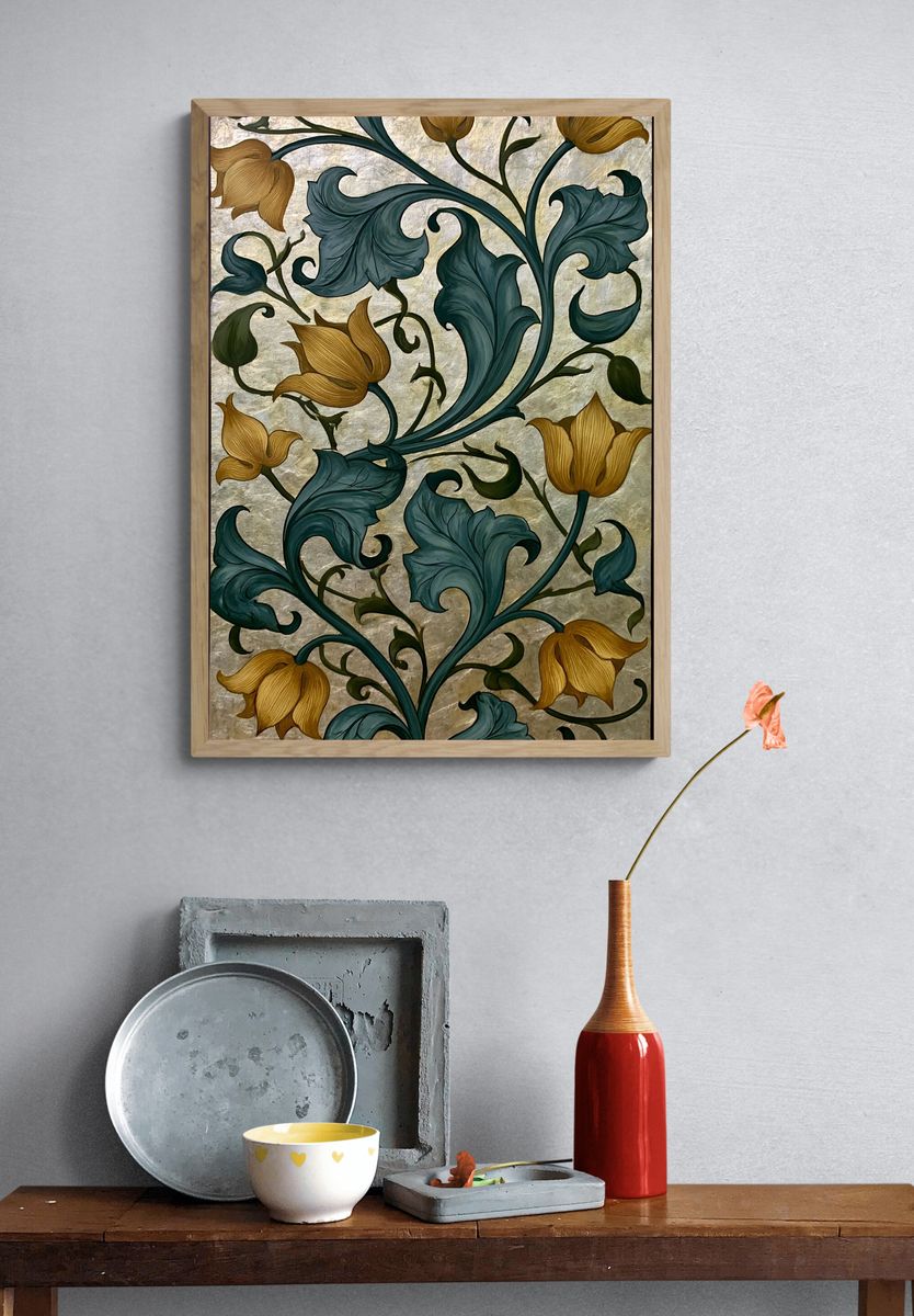 Art Nouveau Floral Vine Poster. — room view 3