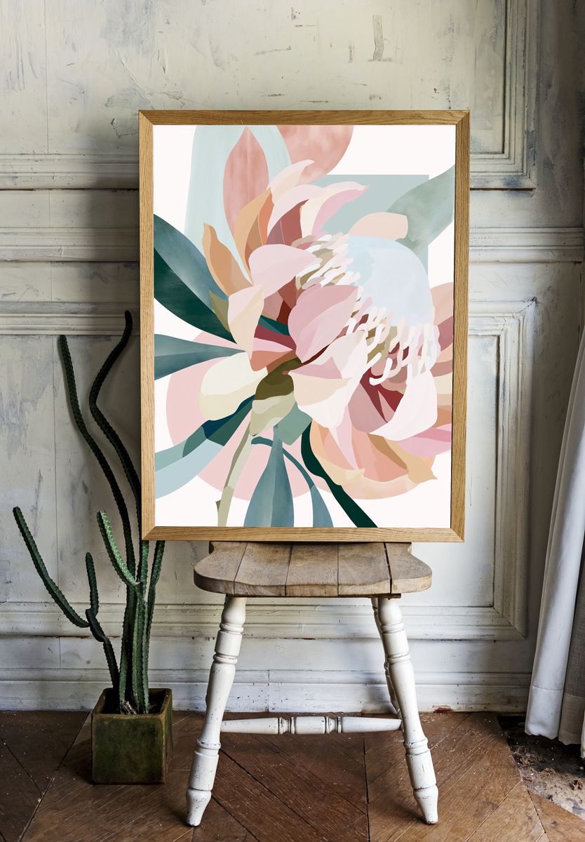 Pastel Floral Abstract Poster. room preview