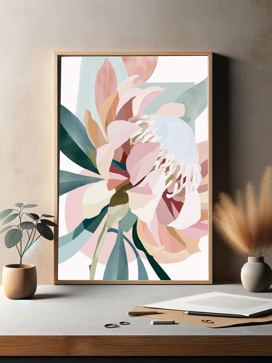 Pastel Floral Abstract Poster. — room view 2
