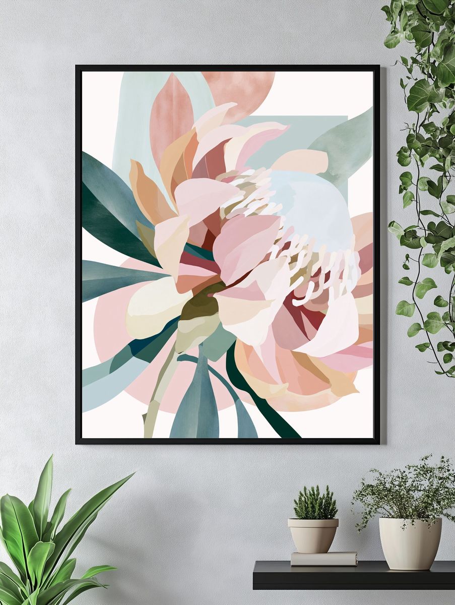 Pastel Floral Abstract Poster. — room view 4