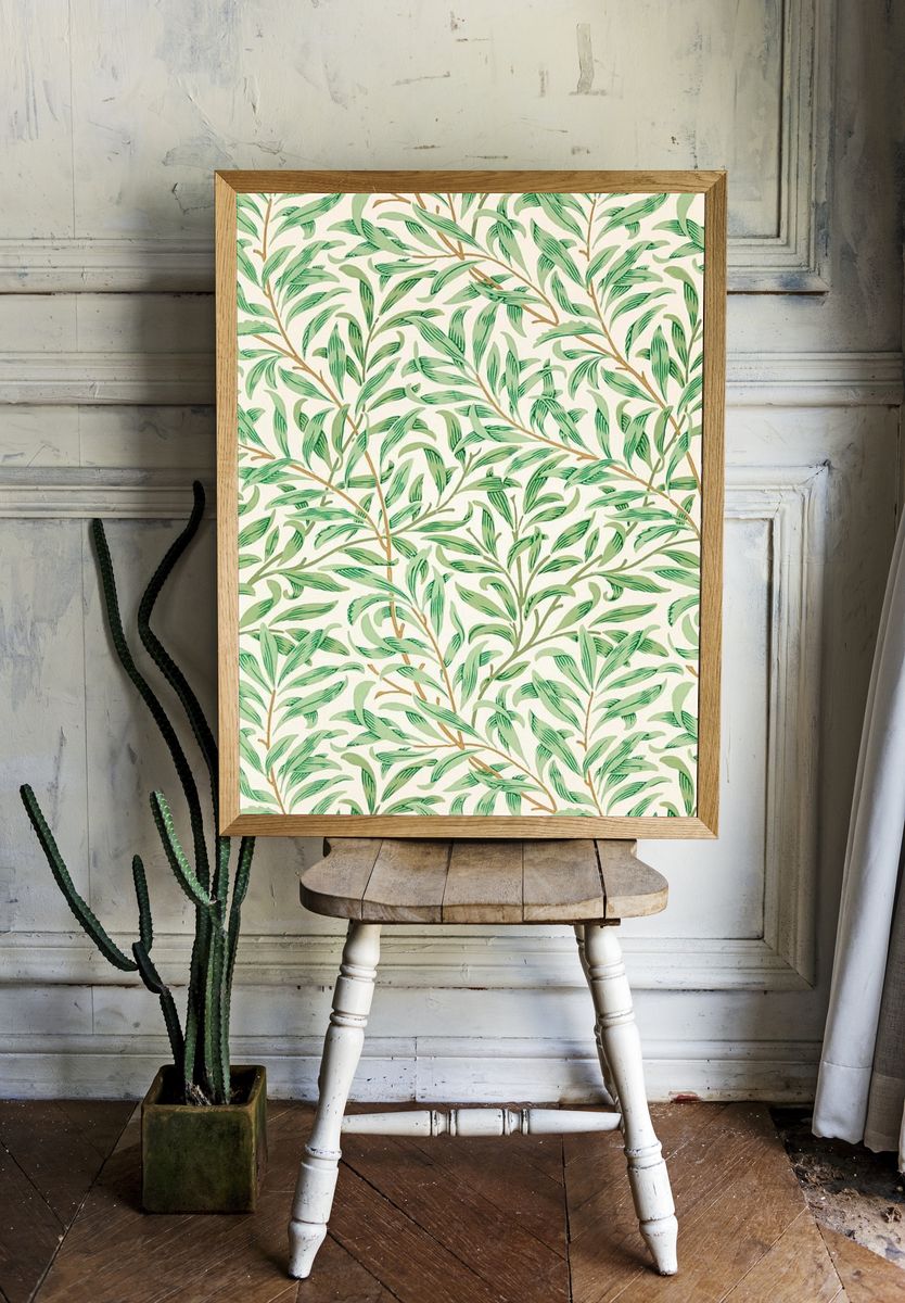 William Morris mobile wallpaper, willow. — room view 1