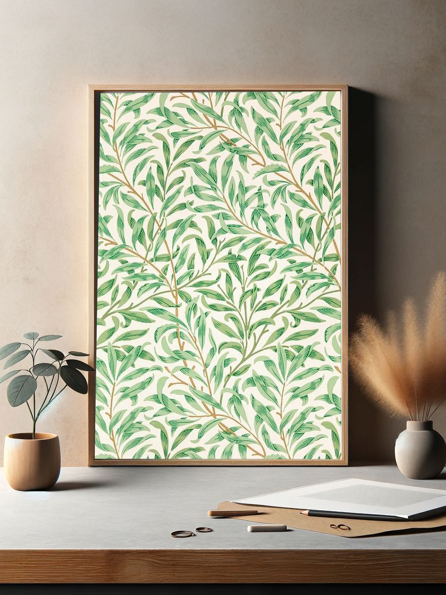 William Morris mobile wallpaper, willow. — room view 2