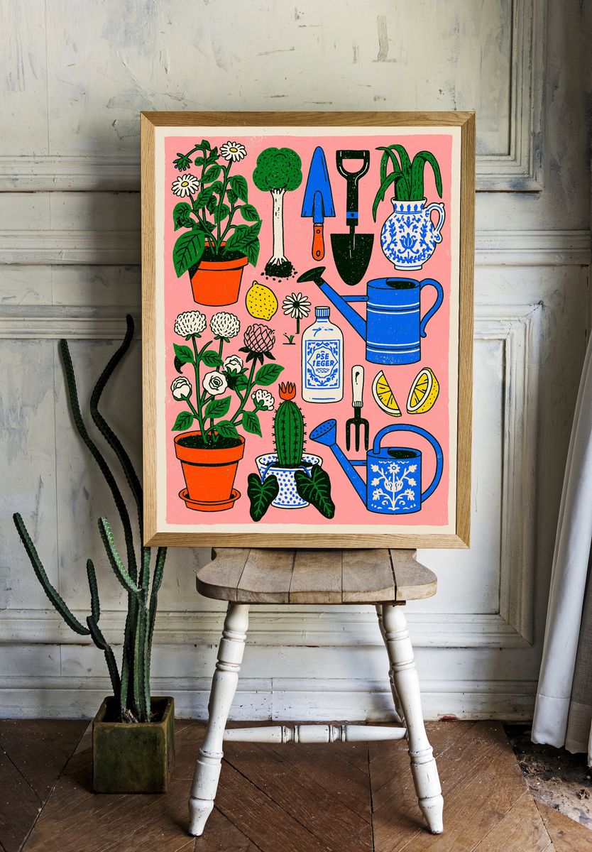 Garden Tools Botanical Poster. — room view 1
