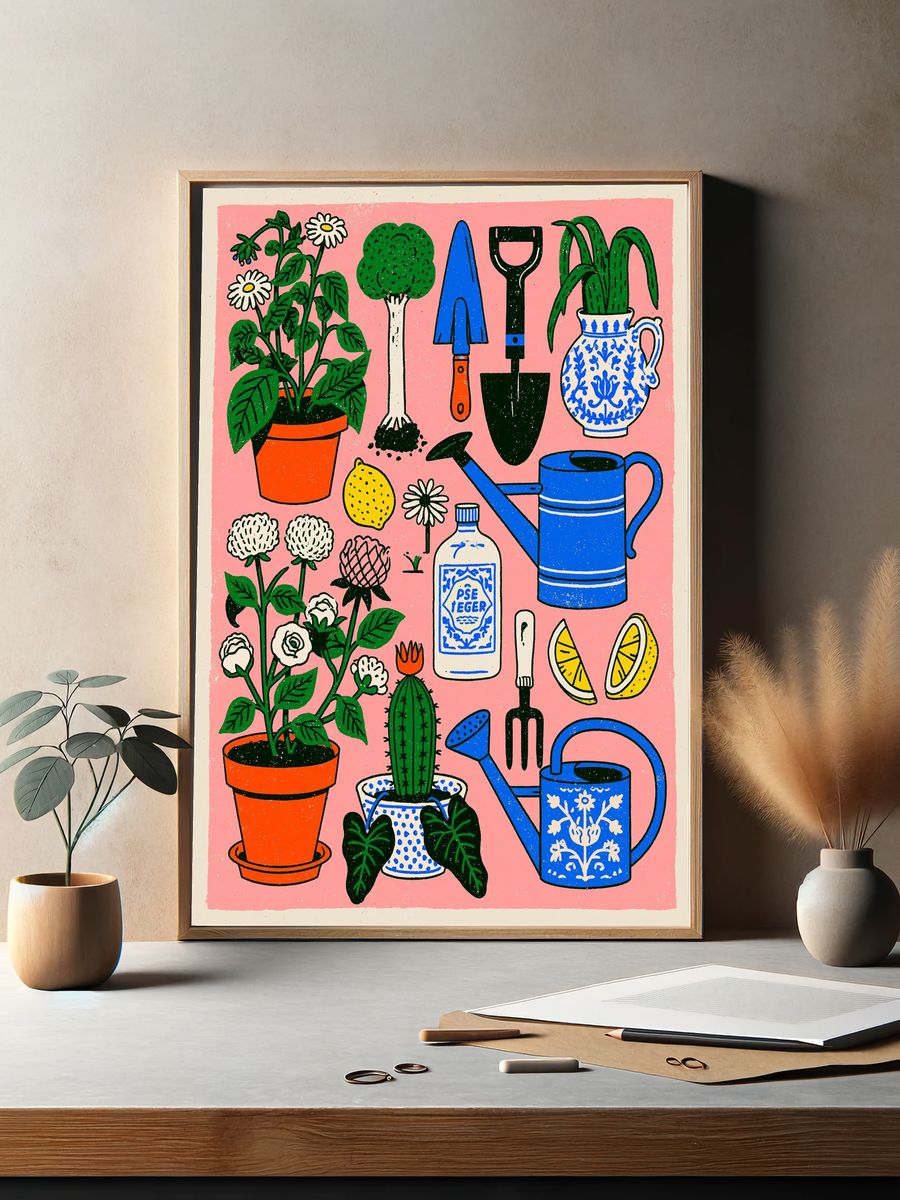 Garden Tools Botanical Poster. — room view 2