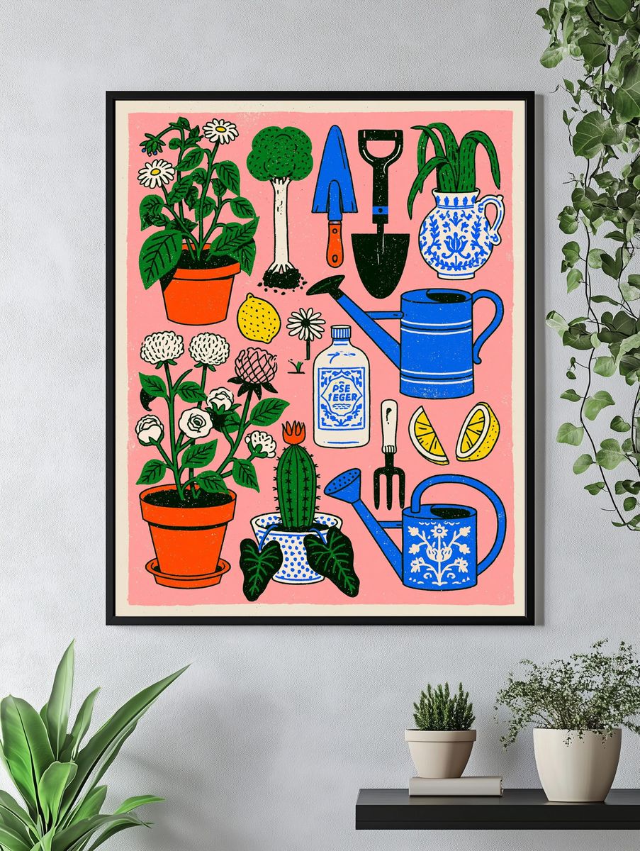 Garden Tools Botanical Poster. — room view 4