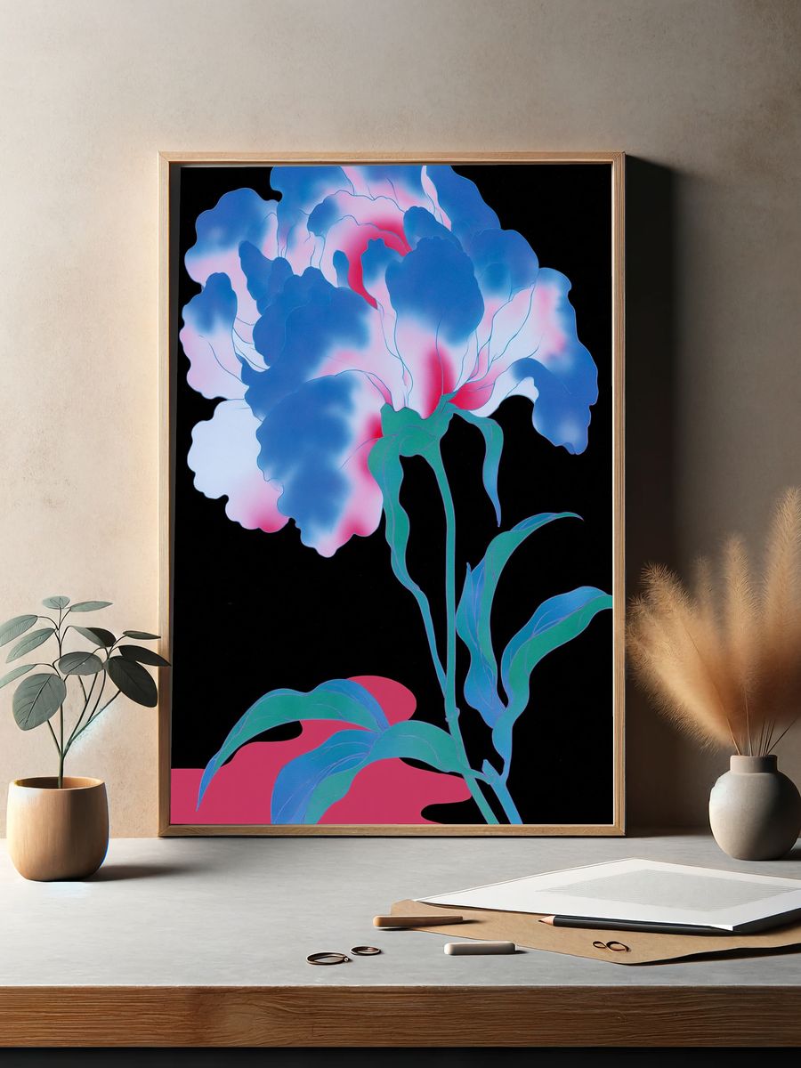 Neon Bloom Botanical Poster. — room view 2