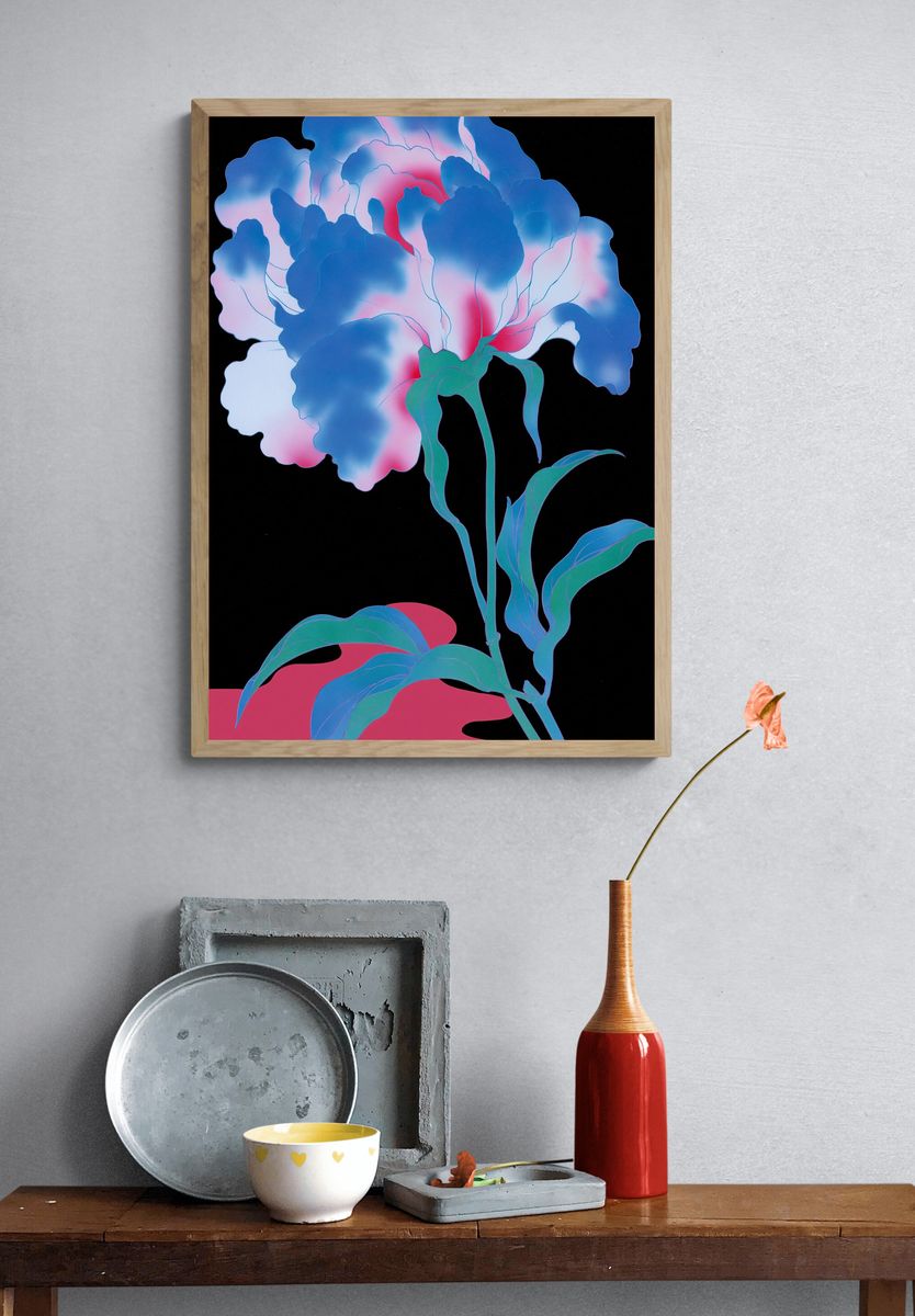 Neon Bloom Botanical Poster. — room view 3
