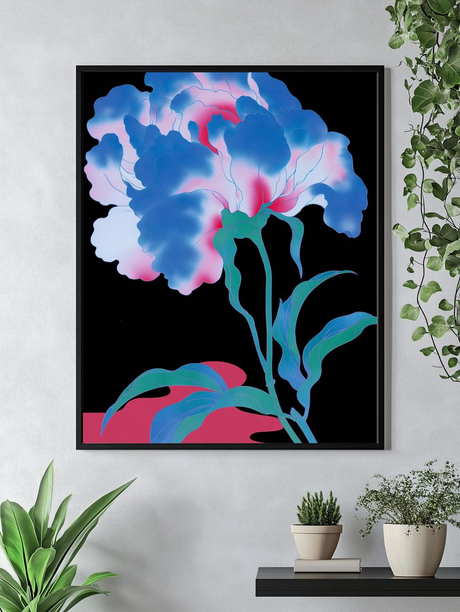 Neon Bloom Botanical Poster. — room view 4