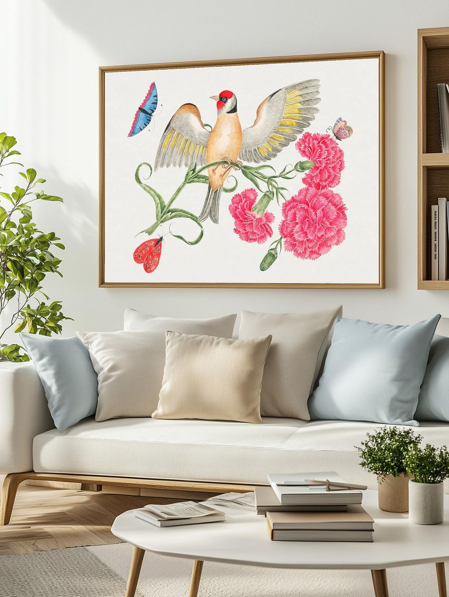 18th century illustration brown bird. — room view 2