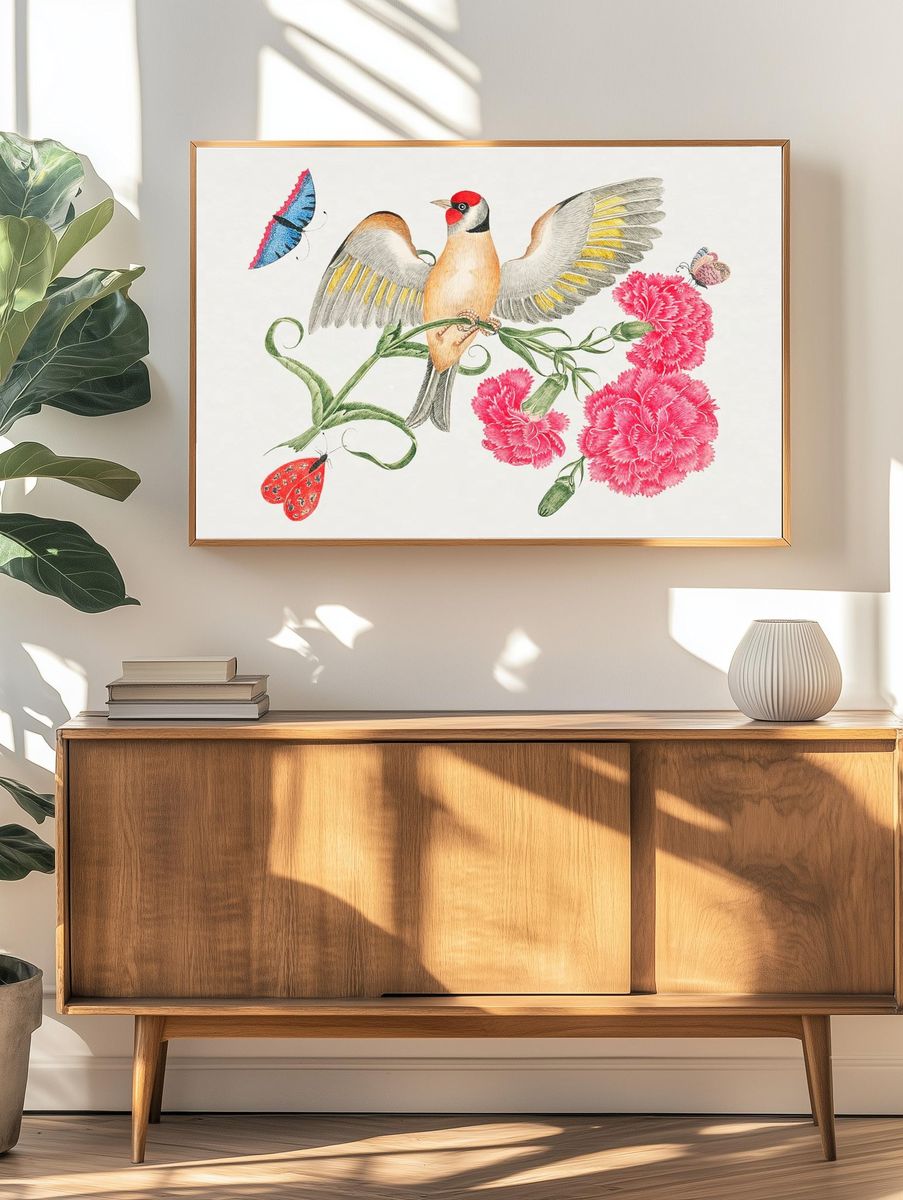 18th century illustration brown bird. — room view 3