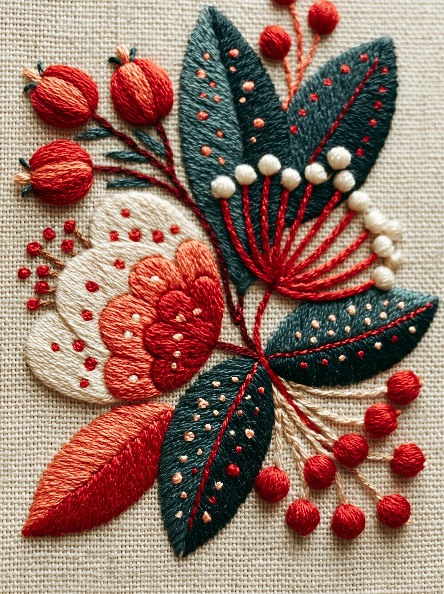 Embroidered Floral Botanical Print. poster — botanical art