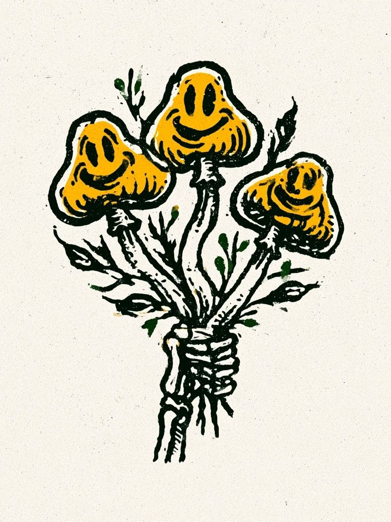 Yellow Flowers Ink Print. poster — botanical art