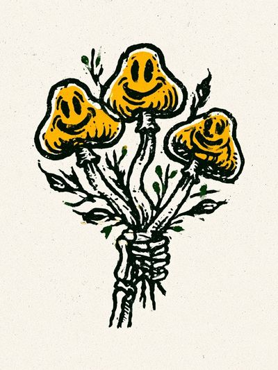 Yellow Flowers Ink Print.