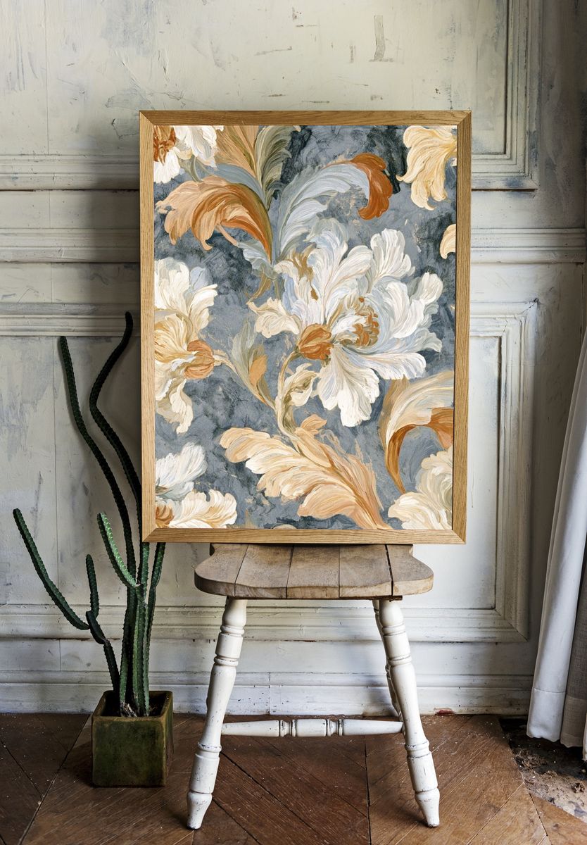 Floral Baroque Pattern Print. room preview