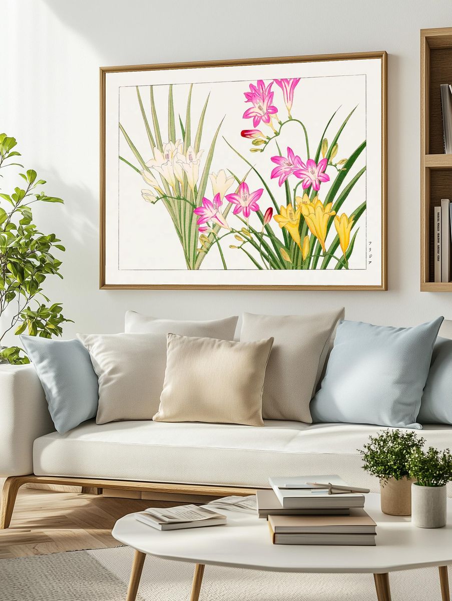Freesia Botanical Illustration Poster. — room view 2