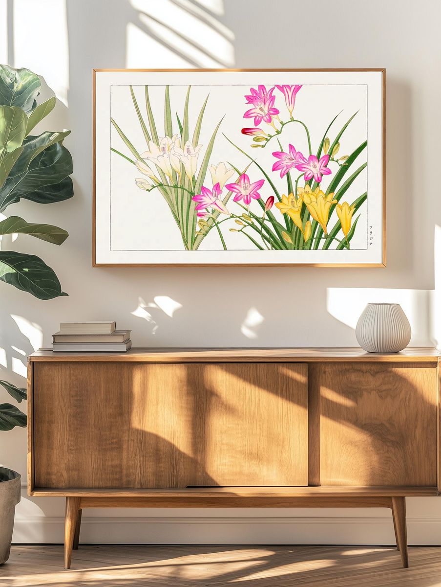 Freesia Botanical Illustration Poster. — room view 3