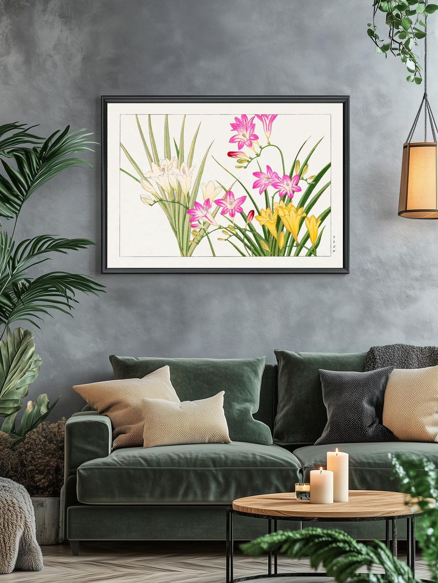 Freesia Botanical Illustration Poster. — room view 4