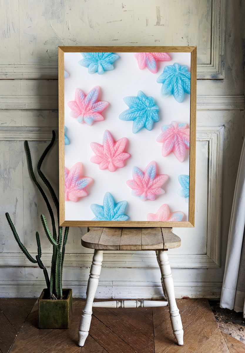Pastel Maple Leaves Abstract Print. room preview