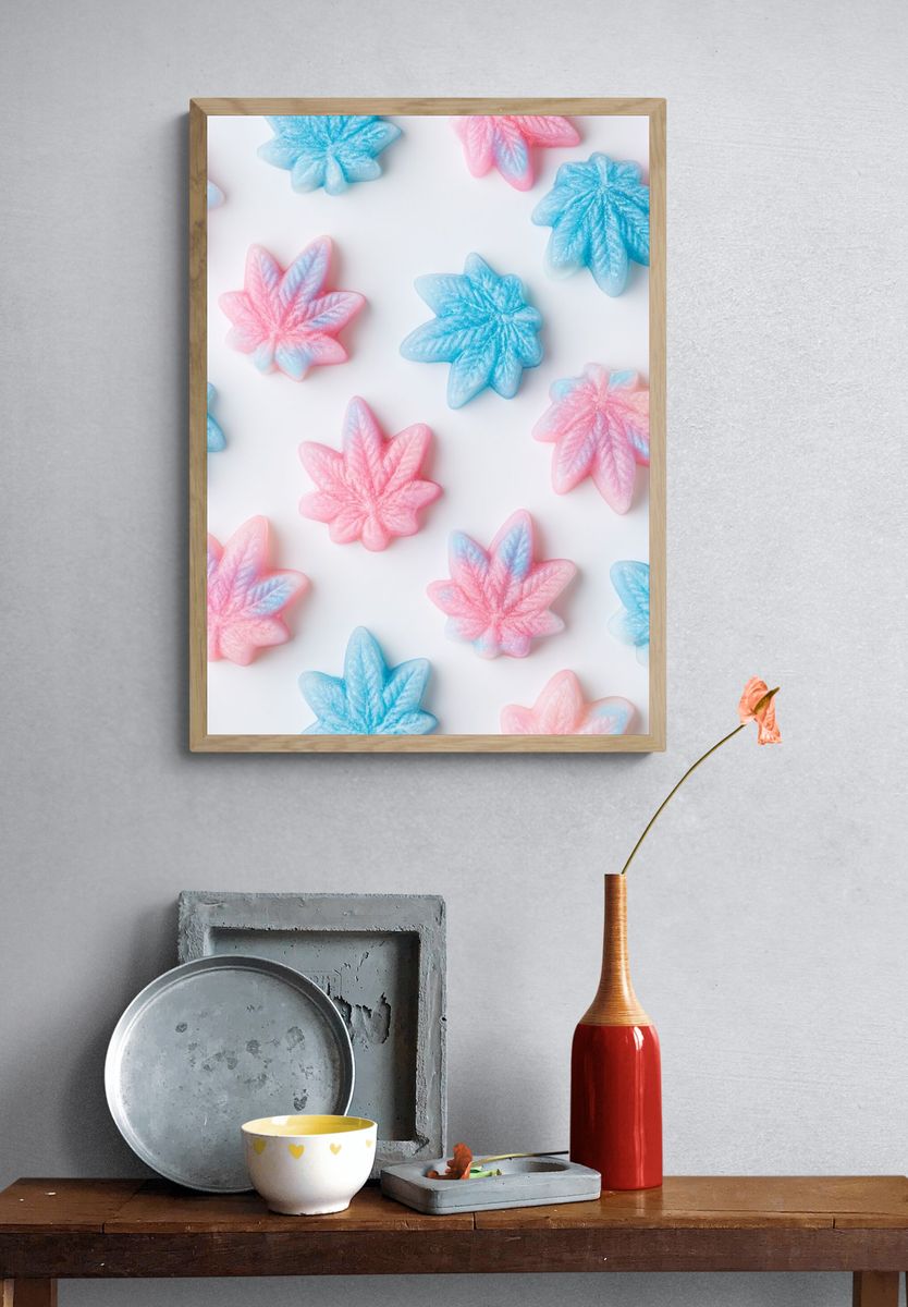 Pastel Maple Leaves Abstract Print. — room view 3