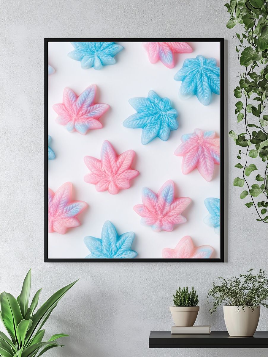 Pastel Maple Leaves Abstract Print. — room view 4