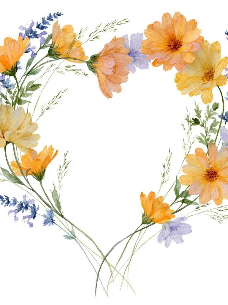 Floral Heart Watercolor Print. poster — botanical art
