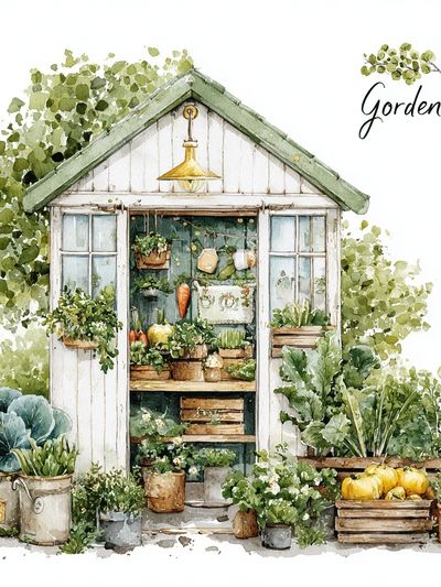 Garden Shed Watercolor Poster. poster print