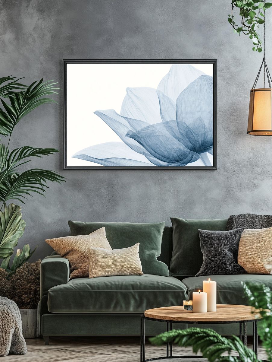 Blue Petal Abstract Print. — room view 4