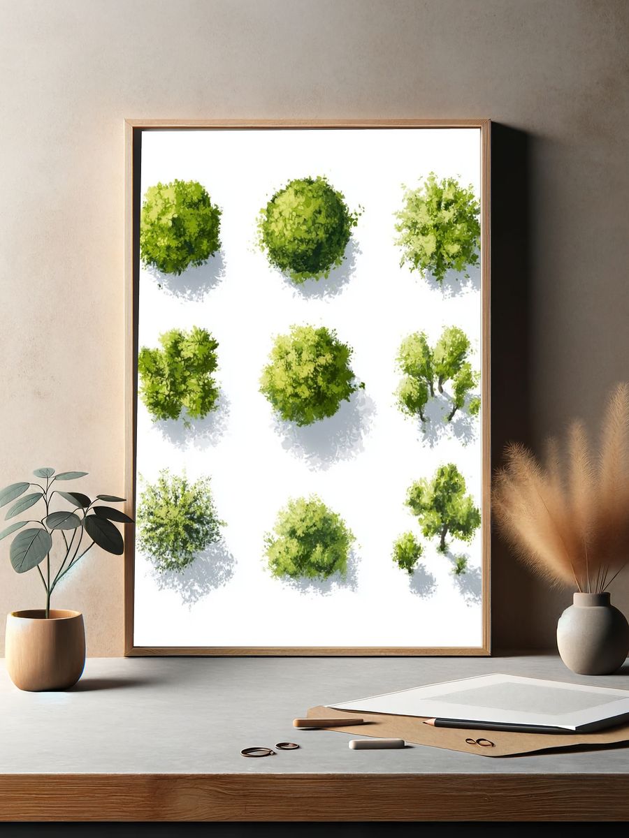 Green Tree Canopy Illustration Poster. — room view 2