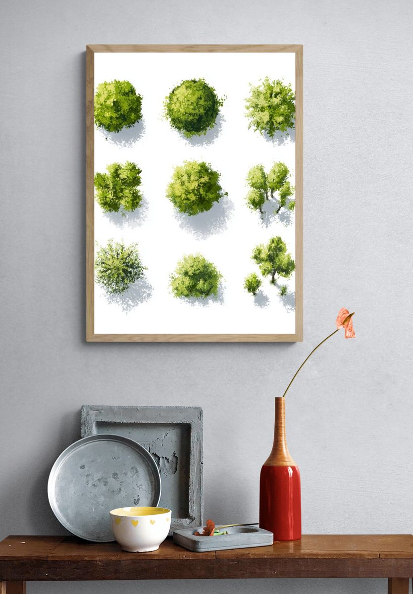 Green Tree Canopy Illustration Poster. — room view 3