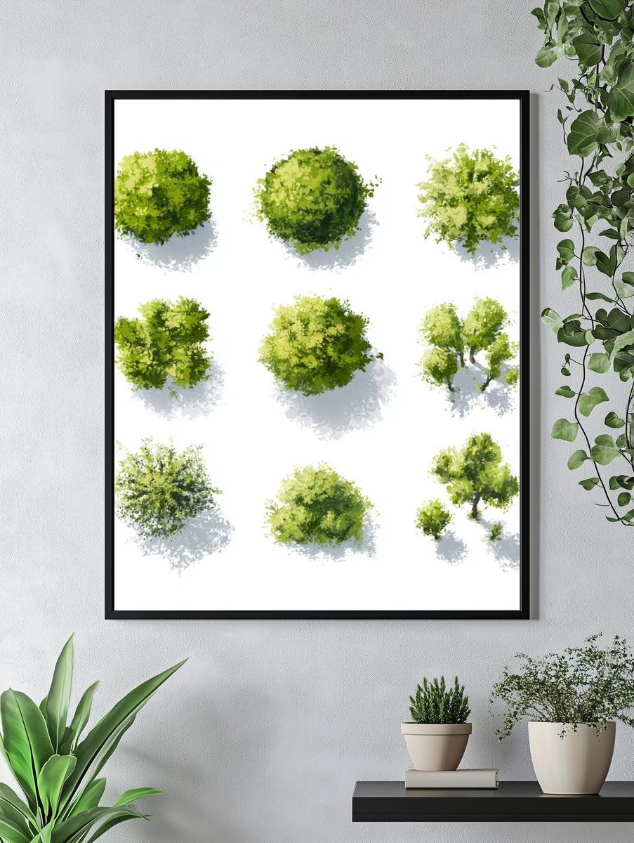 Green Tree Canopy Illustration Poster. — room view 4