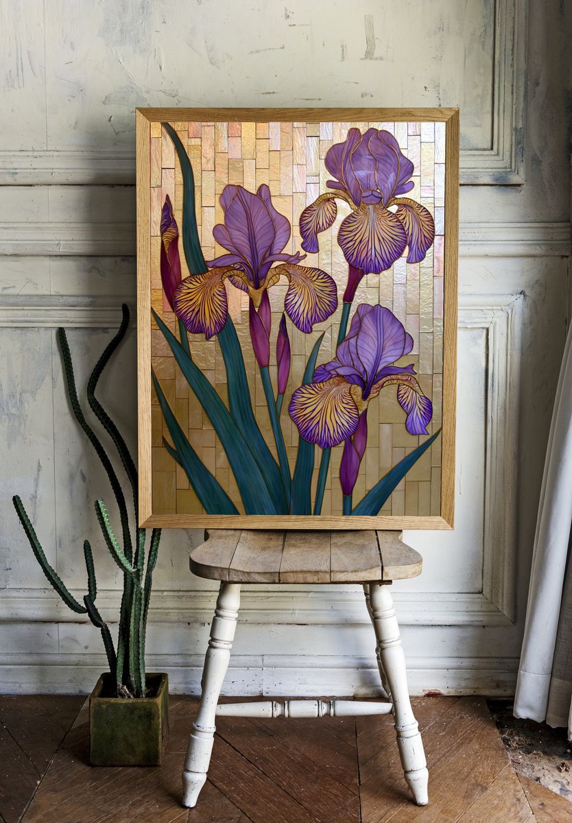 Purple Iris Mosaic Poster. room preview