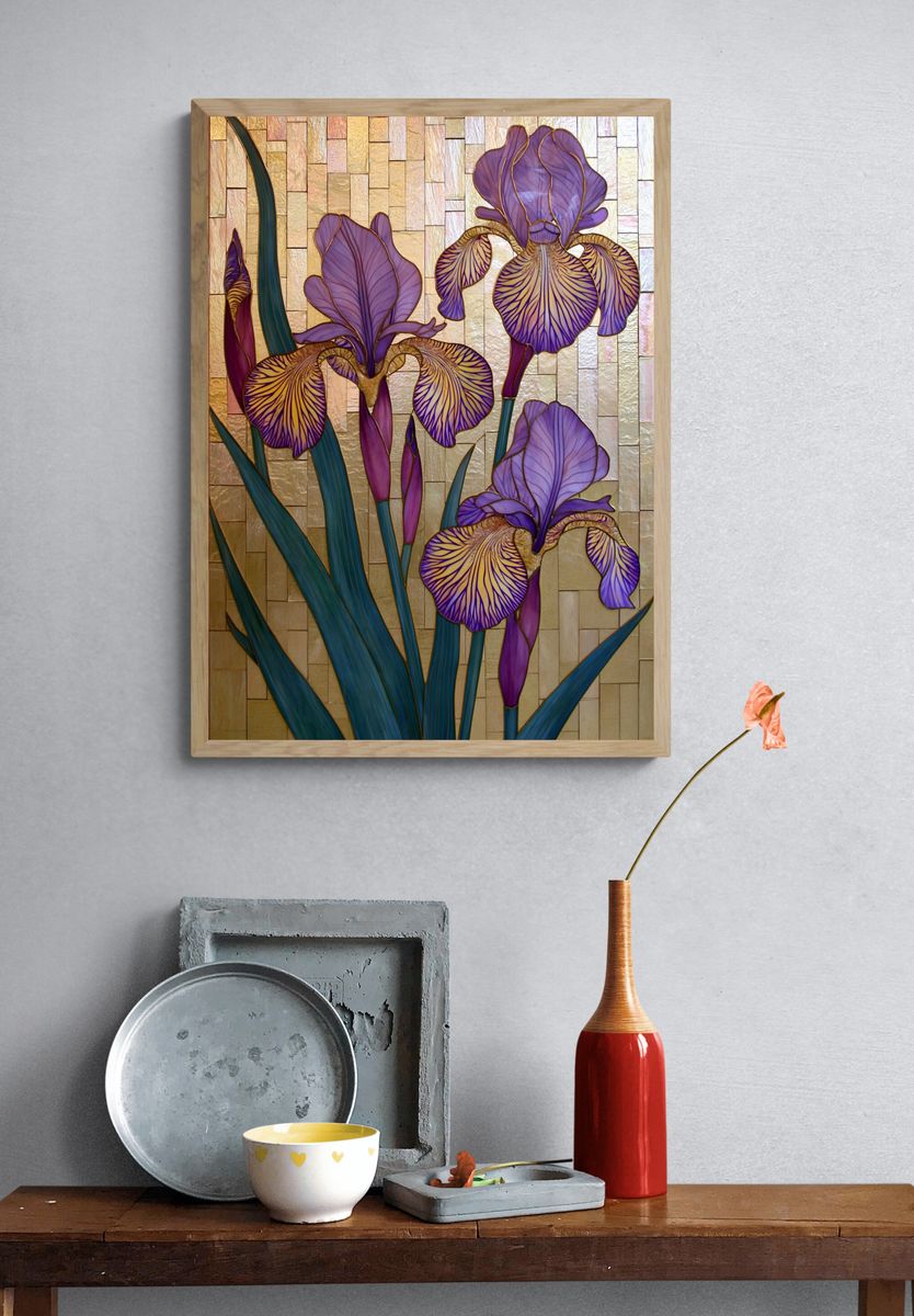 Purple Iris Mosaic Poster. — room view 3